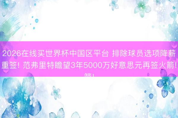 2026在线买世界杯中国区平台 排除球员选项降薪重签! 范弗里特瞻望3年5000万好意思元再签火箭!