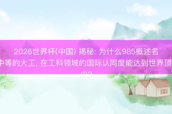 2026世界杯(中国) 揭秘: 为什么985概述名次中等的大工， 在工科领域的国际认同度能达到世界顶尖?