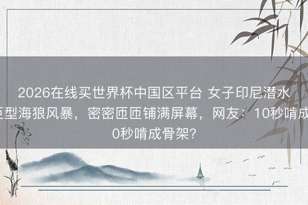2026在线买世界杯中国区平台 女子印尼潜水偶遇巨型海狼风暴，密密匝匝铺满屏幕，网友：10秒啃成骨架？