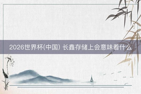 2026世界杯(中国) 长鑫存储上会意味着什么