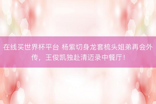 在线买世界杯平台 杨紫切身龙套梳头姐弟再会外传，王俊凯独赴清迈录中餐厅！