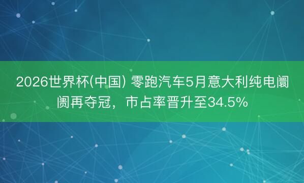 2026世界杯(中国) 零跑汽车5月意大利纯电阛阓再夺冠,市占率晋升至34.5%