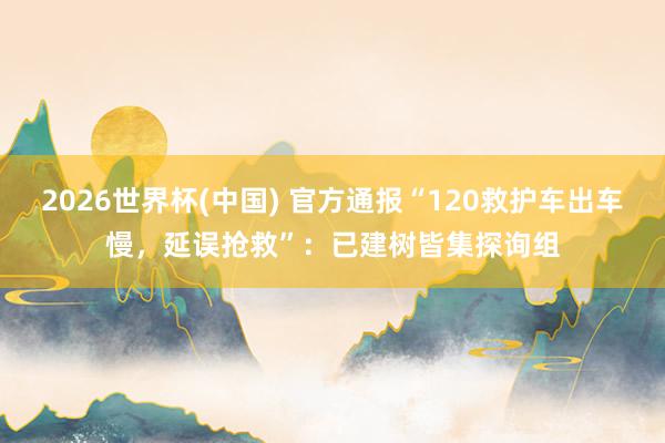 2026世界杯(中国) 官方通报“120救护车出车慢，延误抢救”：已建树皆集探询组