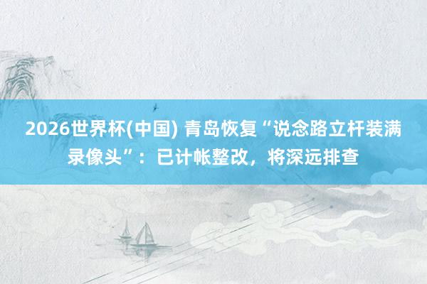 2026世界杯(中国) 青岛恢复“说念路立杆装满录像头”：已计帐整改，将深远排查