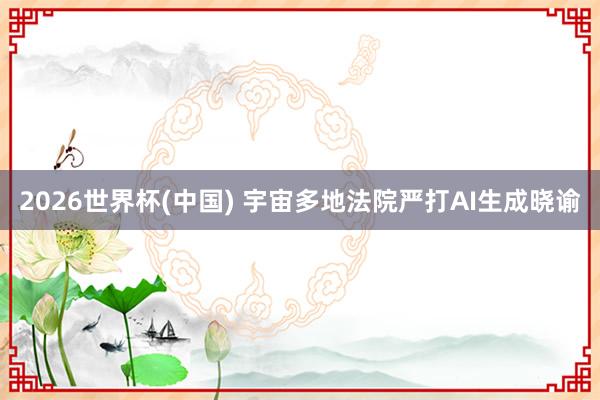 2026世界杯(中国) 宇宙多地法院严打AI生成晓谕