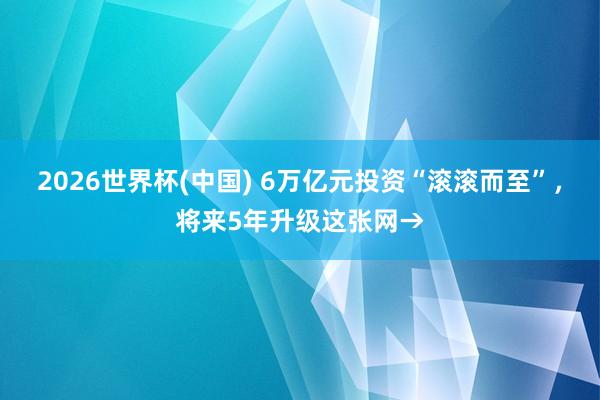 2026世界杯(中国) 6万亿元投资“滚滚而至”,将来5年升级这张网→